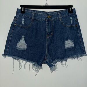 Distressed Blue Jean Shorts